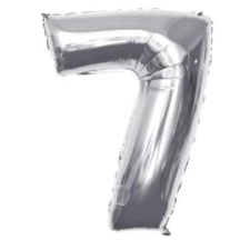 OEM Ezüst '7' Fólia Lufi - 110 cm, Héliummal és Levegővel Tölthető party kellék
