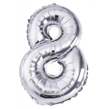 OEM Ezüst '8' Fólia Lufi - 80 cm, Héliummal és Levegővel Tölthető party kellék