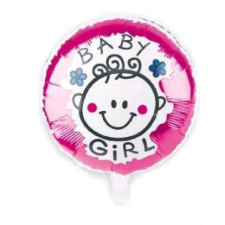 OEM Fólia lufi – baba mintás – "Baby Girl" felirattal – 45cm party kellék