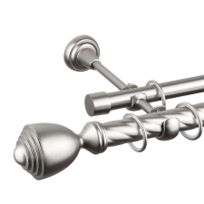 OEM Galéria dupla csavart rúd Pluton 25/19, fém, ezüst - 360 cm karnis, függönyrúd
