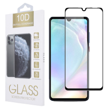 OEM Huawei P30 Lite üvegfólia, tempered glass, előlapi, 10D, edzett, hajlított, fekete kerettel mobiltelefon kellék