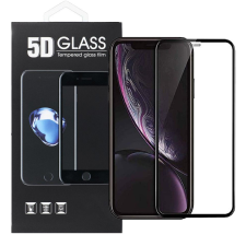 OEM iPhone 11 / XR üvegfólia, tempered glass, előlapi, 5D, edzett, hajlított, fekete kerettel mobiltelefon kellék