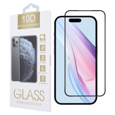 OEM iPhone 15 Plus üvegfólia, tempered glass, előlapi, 10D, edzett, hajlított, fekete kerettel mobiltelefon kellék