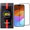 OEM iPhone 15 üvegfólia, tempered glass, előlapi, edzett, hajlított, fekete kerettel, Veason 6D Pro