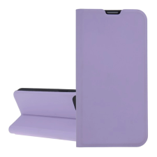 OEM iPhone 16 Pro GIGAPACK Tok álló, bőr hatású FLIP, kártyazseb, LILA tok és táska