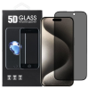 OEM iPhone 16 üvegfólia, tempered glass, előlapi, 5D, edzett, hajlított, fekete kerettel, betekintés védelemmel, Privacy
