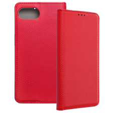OEM iPhone 16e könyvtok, fliptok, telefon tok, szilikon keretes, mágneszáras, piros tok és táska