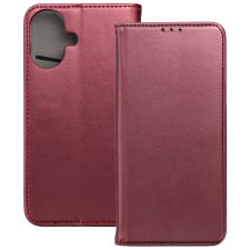 OEM iPhone 17 könyvtok, fliptok, telefon tok, bankkártyatartós, mágneszáras, bordó, Smart Magneto tok és táska