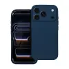 OEM iPhone 18 Pro Max / 17 Pro Max szilikon tok – kameravédős, matt sötétkék hátlaptok velúr belsővel, Silicon