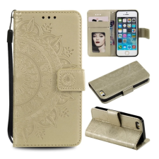 OEM iPhone 5S GIGAPACK Tok álló. bőr hatású FLIP. mandala. ARANY tok és táska