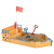 OEM Kalózhajó formájú homokozó, kormánykerékkel és zászlóval
