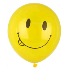 OEM Latex lufi – sárga színű – smiley mintás – 25cm party kellék