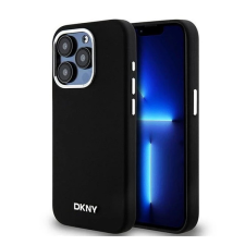 OEM Liquid Silicone Silver Metal Logo Magsafe iPhone 15 Pro hátlap tok fekete tok és táska