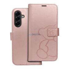 OEM MEZZO könyvtok Samsung Galaxy A56 - rózsaarany szín "maci" tok és táska