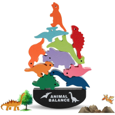 OEM Montessori ügyességi játék - Fa Egyensúlyozó Állatok - Zöld - Animal balance game kreatív és készségfejlesztő