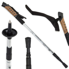 OEM Nordic Walking bot cserélhető talpakkal, 2 db, gumi/parafa fogantyú, fekete / ezüst gyógyászati segédeszköz