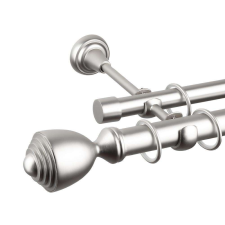 OEM Pluton 25/19 dupla rúd galéria, fém, ezüst - 400 cm karnis, függönyrúd
