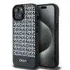 OEM PU Leather Repeat Pattern Bottom Stripe Apple iPhone 15 Magsafe kompatibilis hátlap tok fekete