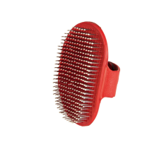 OEM Puha kefe kutyáknak és macskáknak, gumi, 13 cm, piros kutyafésű