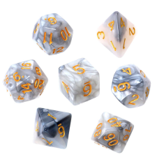 OEM REBEL RPG kockakészlet - Kétszínű - Acél és fehér (arany számok) társasjáték