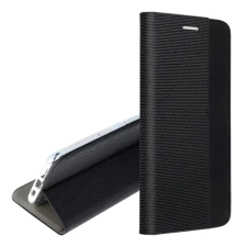 OEM Samsung A20e GIGAPACK tok álló, bőr hatású FLIP, textil minta, FEKETE tok és táska