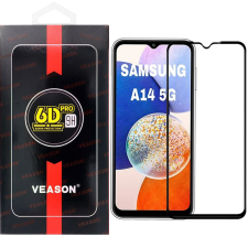 OEM Samsung Galaxy A14 4G / A14 5G üvegfólia, tempered glass, előlapi, edzett, hajlított, fekete kerettel, Veason 6D Pro mobiltelefon kellék