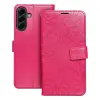 OEM Samsung Galaxy A37 5G könyvtok, fliptok, telefon tok, oldalra nyíló tok, mágneszáras, bankkártyatartós, mandala mintás, magenta, Forcell Mezzo