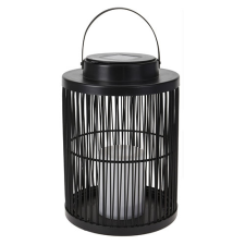 OEM Solar lámpa, LED, felakasztható, rattan, fekete, 24 cm kültéri világítás