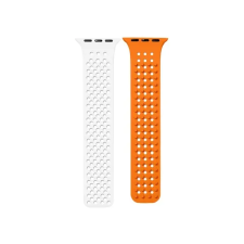OEM Spike Apple Watch szilikon szíj 38/40/41mm fehér/narancs okosóra kellék