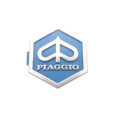 OEM Standard Piaggio 3D hatszögletű bedugós, kék/ezüst embléma 32x37mm motorkerékpár idom