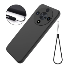 OEM Szilikon telefonvédő (matt. mikrofiber plüss karcolásmentesítő belső. prémium + kézpánt) FEKETE tok és táska