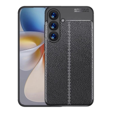 OEM Szilikon telefonvédő (ütésállóság. bőr hatású. varrás minta) FEKETE tok és táska