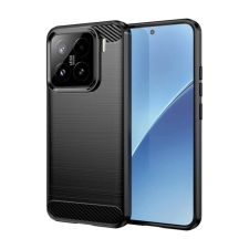 OEM Szilikon telefonvédő (ütésállóság. légpárnás sarok. szálcsiszolt. karbon minta) FEKETE tok és táska