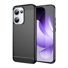 OEM Szilikon telefonvédő (ütésállóság. légpárnás sarok. szálcsiszolt. karbon minta) FEKETE tok és táska