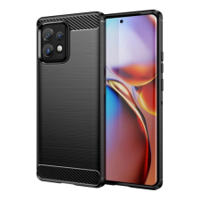 OEM Szilikon telefonvédő (ütésállóság. légpárnás sarok. szálcsiszolt. karbon minta) FEKETE tok és táska