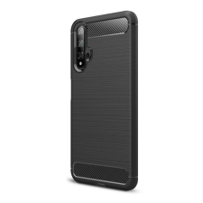 OEM Szilikon telefonvédő (ütésállóság. légpárnás sarok. szálcsiszolt. karbon minta) FEKETE tok és táska