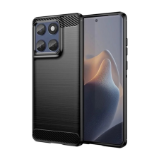 OEM Szilikon telefonvédő (ütésállóság. légpárnás sarok. szálcsiszolt. karbon minta) FEKETE tok és táska