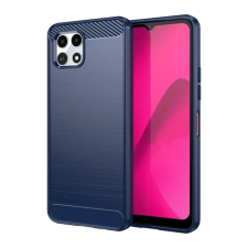 OEM Szilikon telefonvédő (ütésállóság. légpárnás sarok. szálcsiszolt. karbon minta) SÖTÉTKÉK tok és táska