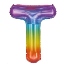 OEM Szivárvány 'T' Fólia Lufi - 40 cm, Héliummal és Levegővel Tölthető party kellék