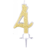 OEM Szülinapi '4' arany glitter gyertya / 7 cm