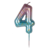 OEM Szülinapi '4' zöldes gyertya / 6 cm