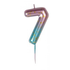 OEM Szülinapi '7' zöldes gyertya / 6 cm party kellék