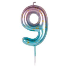 OEM Szülinapi '9' zöldes gyertya / 6 cm party kellék