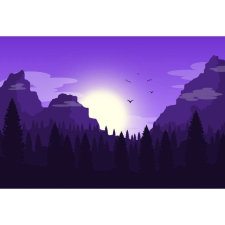 OEM Tablou Canvas Birds Vektoros tájkép Minimális, 80x50cm, tablou1264 grafika, keretezett kép