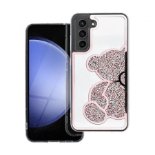 OEM Teddy Bear csillogó köves tok Samsung Galaxy S24 fehér-rózsaszín tok és táska