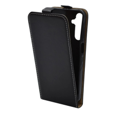 OEM Tok álló. bőr hatású (FLIP. lefelé nyíló. szilikon tartó) FEKETE tok és táska