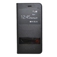 OEM Tok álló. bőr hatású (FLIP. oldalra nyíló. ablakos) FEKETE tok és táska