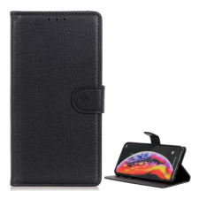 OEM Tok álló. bőr hatású (FLIP. oldalra nyíló. asztali tartó. prémium) FEKETE tok és táska