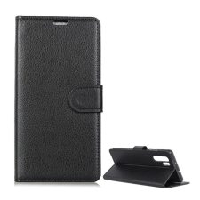 OEM Tok álló. bőr hatású (FLIP. oldalra nyíló. asztali tartó. prémium) FEKETE tok és táska