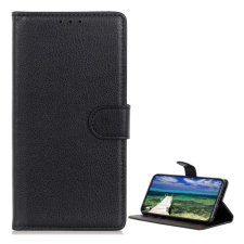 OEM Tok álló. bőr hatású (FLIP. oldalra nyíló. asztali tartó. prémium) FEKETE tok és táska